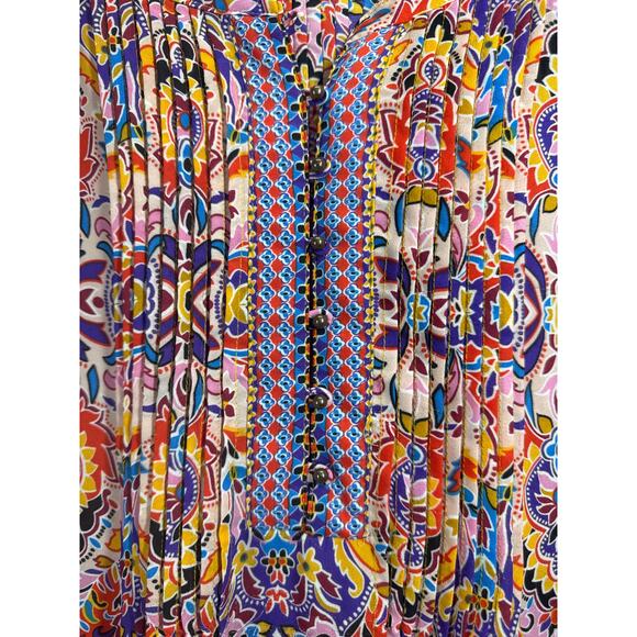 Zac & Rachel Womens Floral Boho Top Button Front 3/4 Sleeve Pleated Plus‎ Sz 2X - Picture 3 of 5